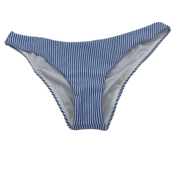 New J. Crew Seersucker Stripe Hipster Bikini Swim Bathing Suit Bottom Size Small - Picture 3 of 10
